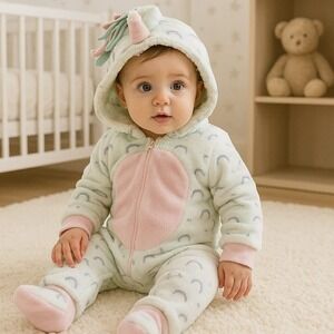 Unicorn Baby Jumpsuit Long Sleeve Hoodie Outfits Size 2‎